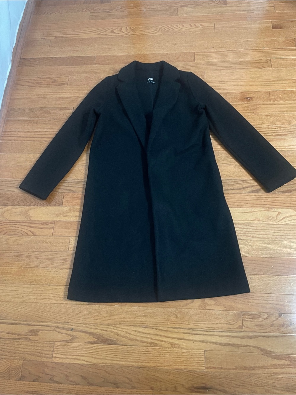Zara Black Long Wool-Blend Coat